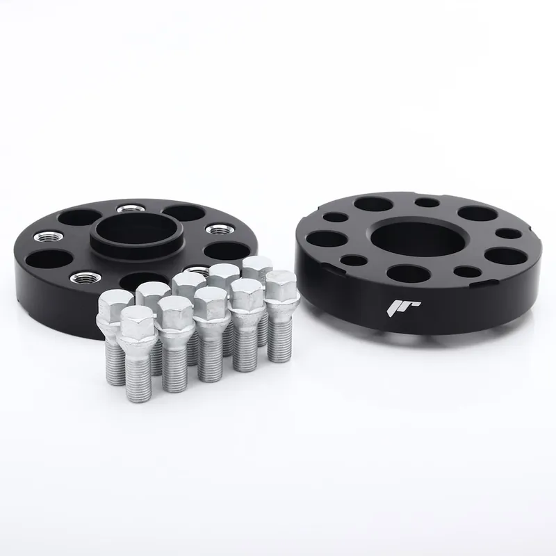 Distantiere roti cu dubla prindere cu prezoane 25mm cu prindere 5×112 si gaura centrala 57.1 cu prezoane incluse cu filet M14x1.5 culoare Black marca JR Wheels Transport gratuit