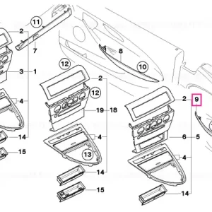 Banda decorativa panou spate dreapta BIRKE GRAU - BMW Bestseller