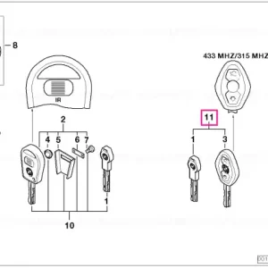 Set chei cu unitate control EWS, 433 MHZ - BMW Comandă acum