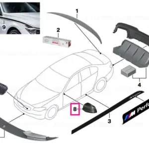 Calitate înaltă Carcasă oglindă externă carbon standard stânga M PERFORMANCE - BMW