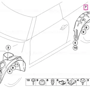 Acoperire compartiment roată spate stânga - BMW - Mini Discount