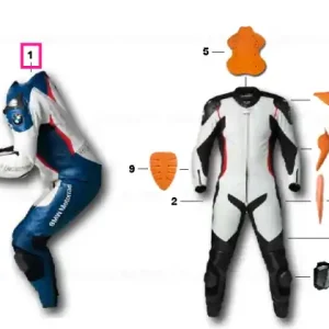 Livrare rapidă Costum DoubleR alb/albastru/roşu 52 - BMW Motorrad