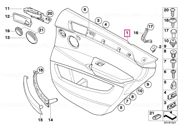 Căptușeală ușă piele spate stânga SCHWARZ - BMW Cumpără online