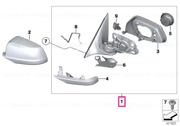 Oglindă externă fără sticlă încălzită dreapta SHADOW-LINE - BMW Promoție