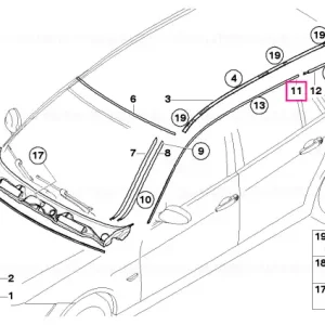 Banda ornament cadru lateral dreapta GLANZSCHWARZ - BMW Reduceri