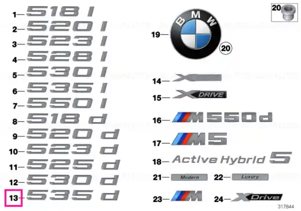 Inscripție - 535D - - BMW Preț mic