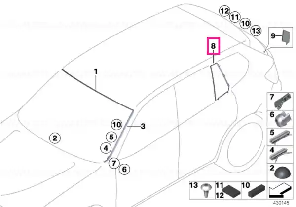 Cadru geam lateral fix, stânga - BMW Ofertă