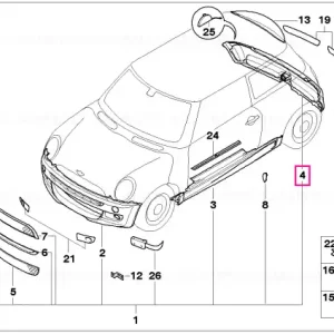 Primed rear apron - BMW - Mini Plată securizată