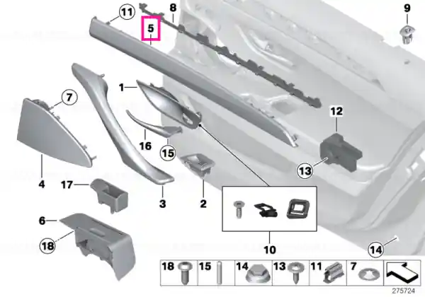 Decor strip, left doors ESCHE BEIGE - BMW Lichidare de stoc